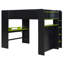  Lit mezzanine double avec bureau réglable, rangement pour garde-robe et éclairage RVB, vert-1081698898