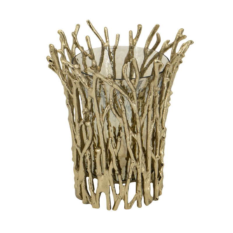 Mabrey Gold Branch-Inspired Glass Candle Holder, 9" x 12.5"