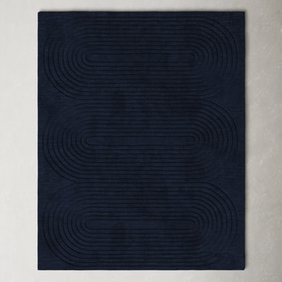 Tillie Navy Hand-Tufted Geometric Wool Rug