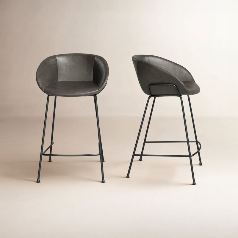 Ardea Counter & Bar Stool, Counter Stool (25.6" Seat Height), Vintage Dark Gray Faux Leather