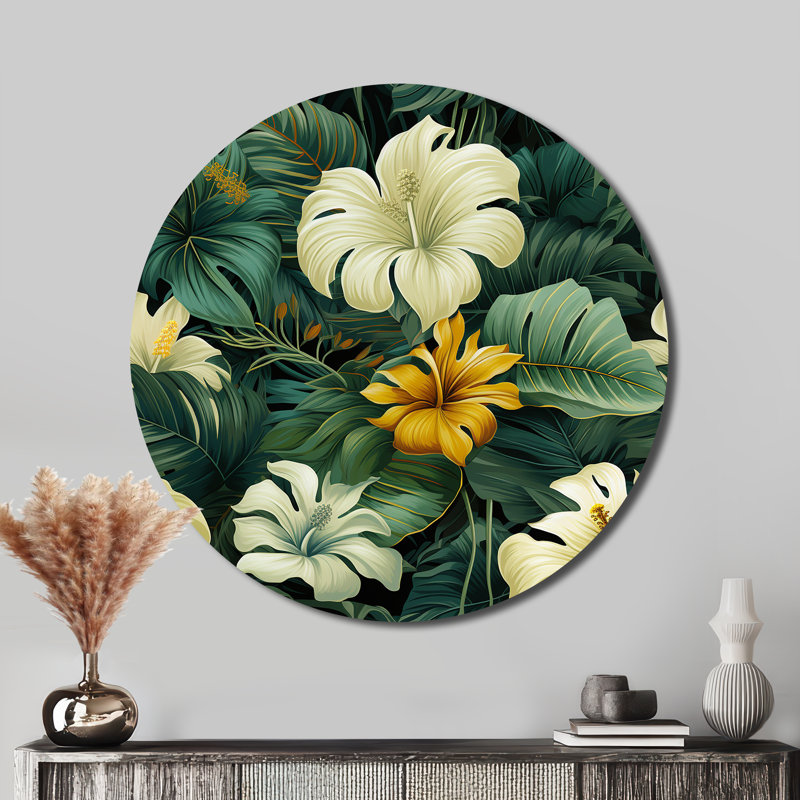 Liloh - art floral rond en métal, H 29 po x l 29 po