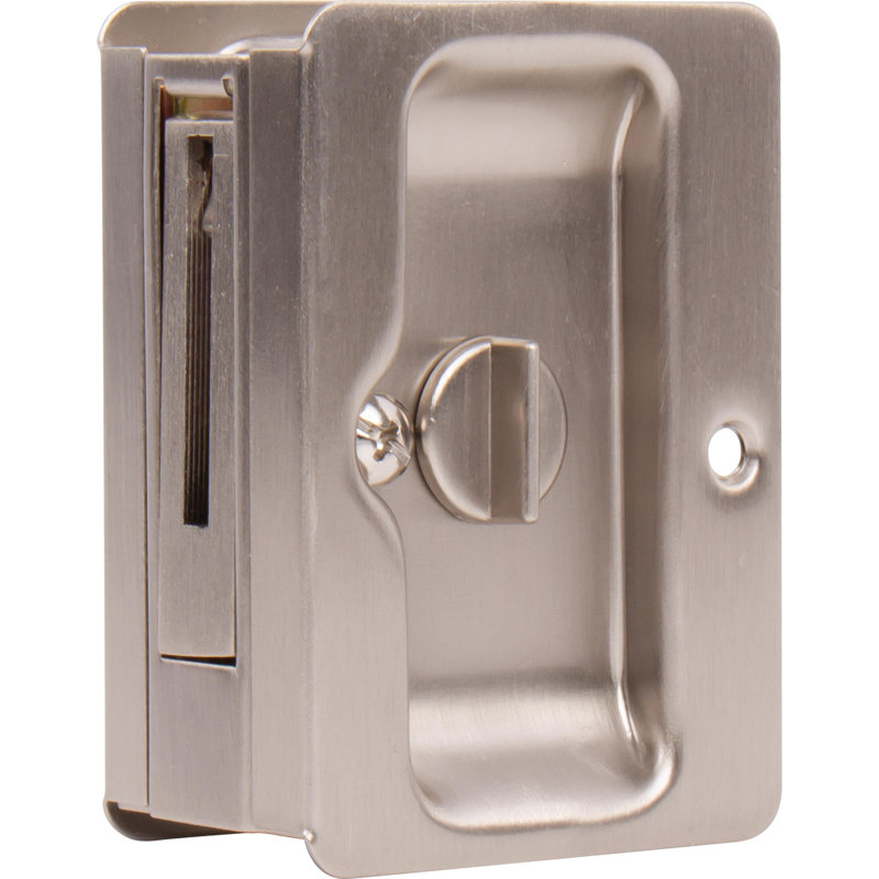 Serrure longue pour porte escamotable, Nickel satiné