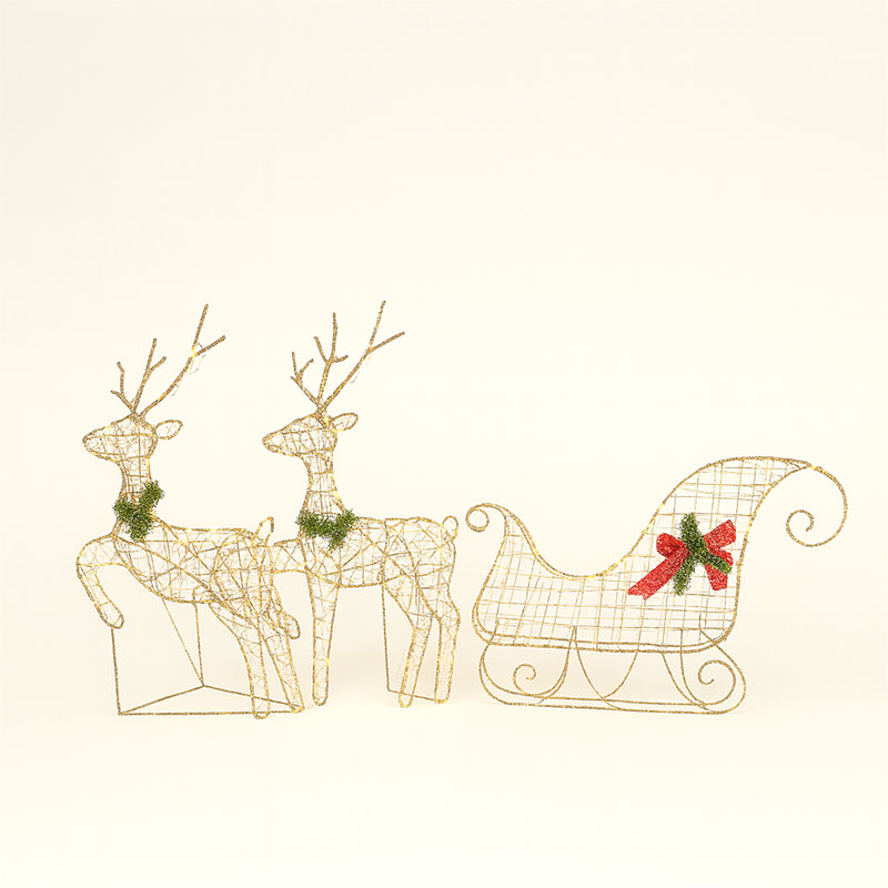 2D Led Deer and Sledge Outdoor set