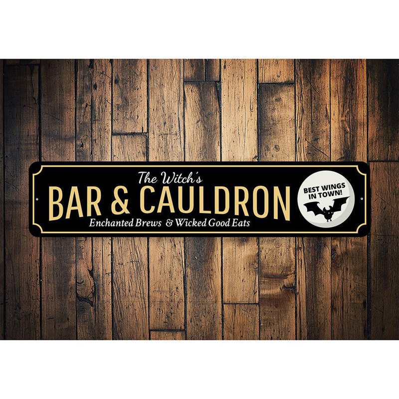 Plaque en aluminium Witch's Bar and Cauldron, H 4 po x l 18 po x P 0,04 po