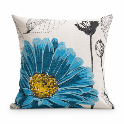  Flower Embroidery Square Pillow Cover & Insert