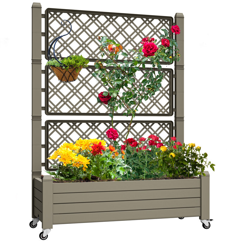 Alajandro 43.3'' W x  61''H Resin Raised Garden Bed, Gray
