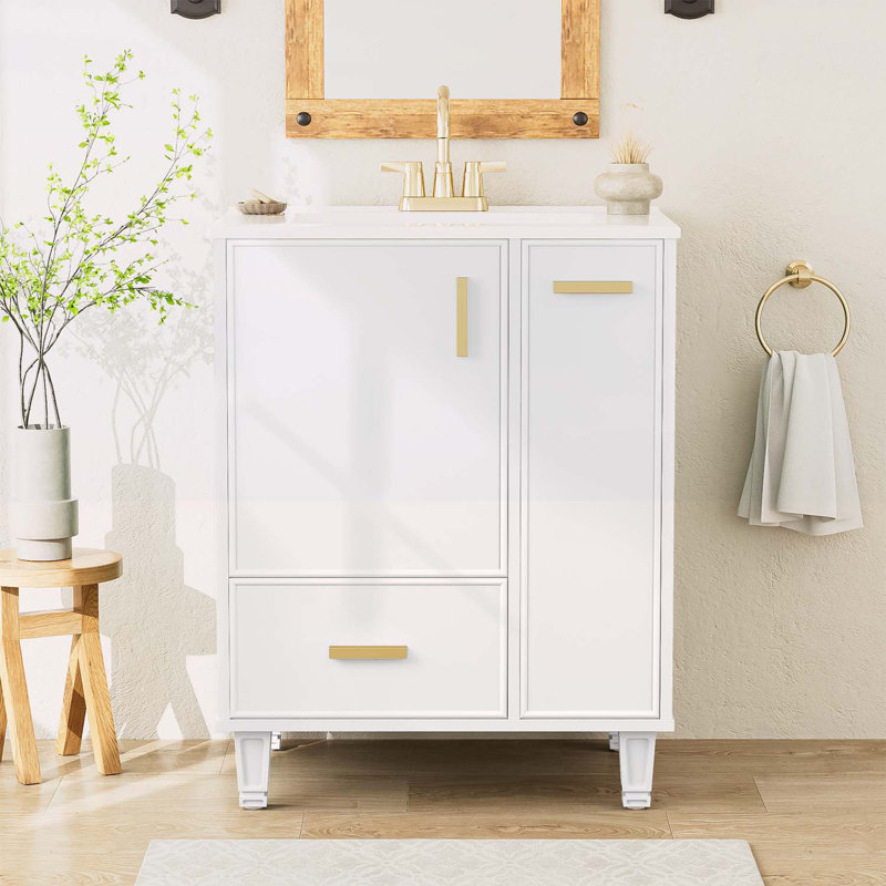 Meuble-lavabo sophistiqué avec plusieurs options de rangement et fabrication durable, Blanc