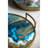 20.9X20.1X3.1" Round Accent Mirrored Tray With Blue And Gold Artisitic Pattern And Handles