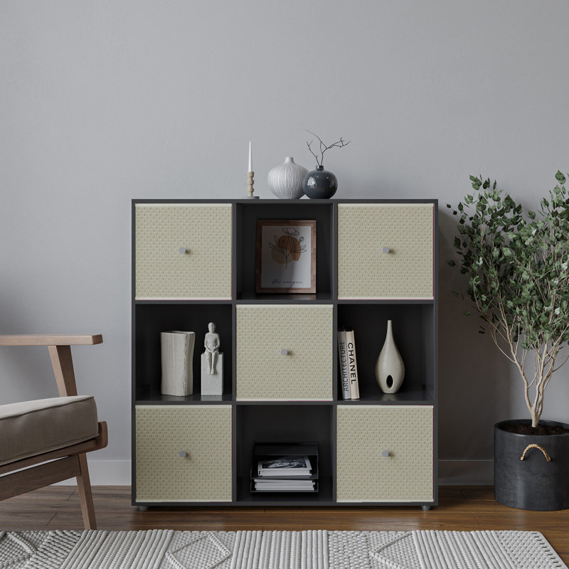 93cm H x 12cm W Solid Wood Standard Bookcase, Black/Beige