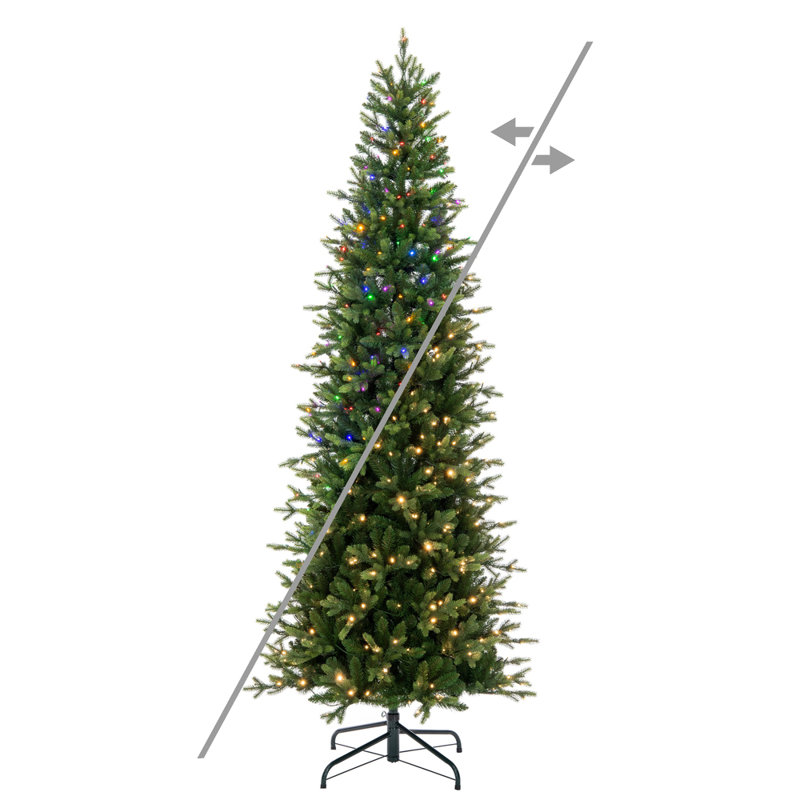  Arbre de Noël artificiel épinette pré-éclairé 6,5 pi x 36 po avec 350 lumières DEL coaxiales à basse tension 5 mm à changement de couleur 5 mm Wistler