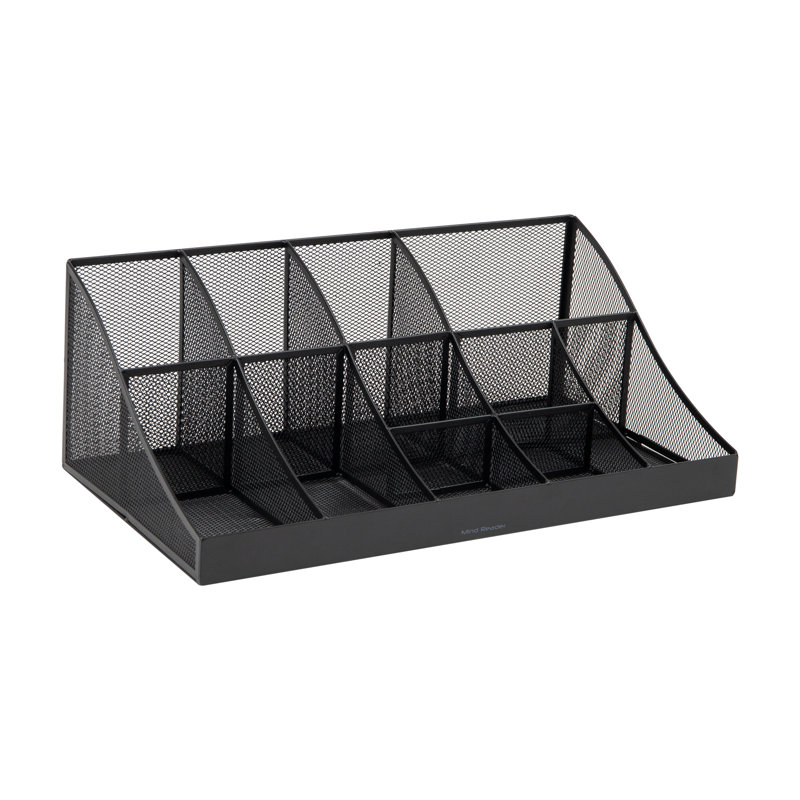 Black Mesh 11-Compartment Cup and Condiment Organizer