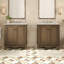 Ensemble de meuble-lavabo double 60 po, armoire de salle de bain vintage avec deux lavabos en céramique séparés et brun antique