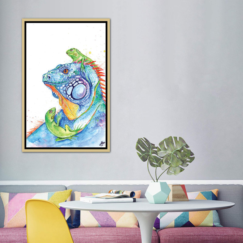 Animals, 60" H x 40" W x 1.5" D, Gold Framed Canvas