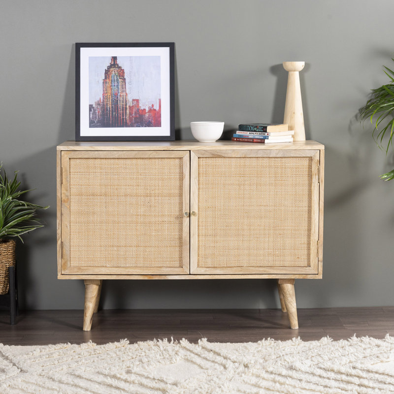 Buffet en bois massif de manguier de 39,5 po de large Nico, Naturel