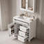 Meuble-lavabo de salle de bain avec comptoir en céramique, 3 tiroirs de rangement, tablette réglable et supports de porte-133444994