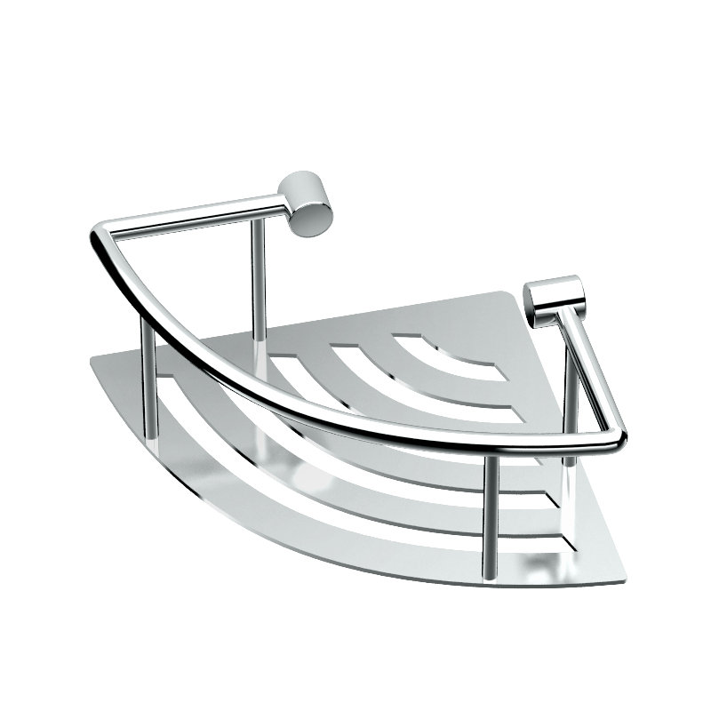 Elegant Stainless Steel Corner Shower Baskets | Wall Mount Shower Shelf, Chrome, 2.7" H x 8.4" W x 5.9" D
