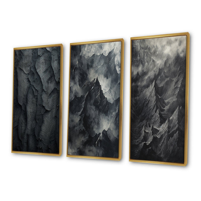 Mountains Percolated Peaks, Cadre flottant doré, H 28 po x l 36 po