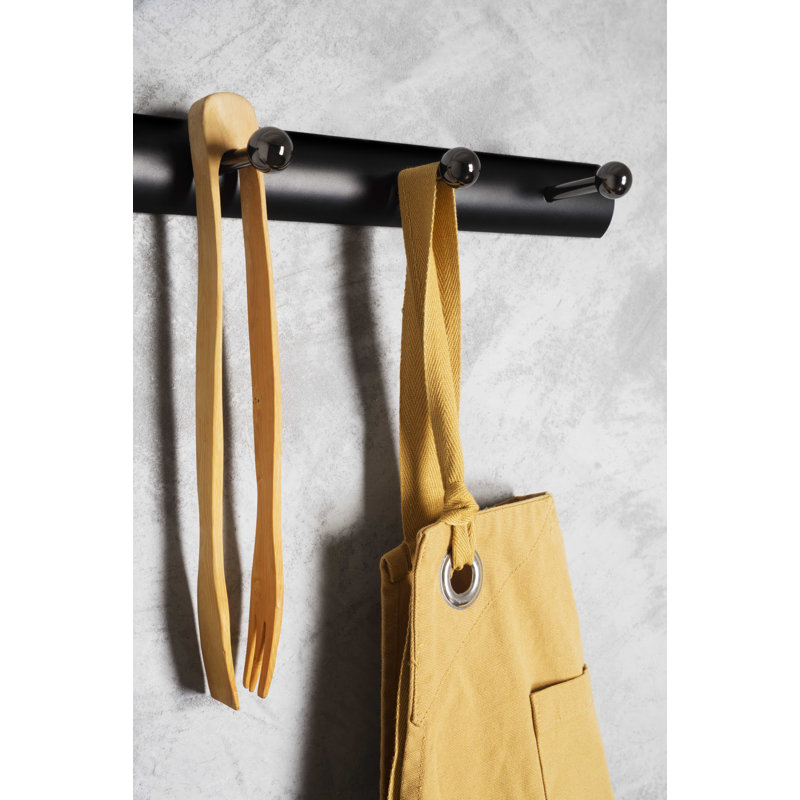 5 - Hook Wall Mounted Coat Rack, Black