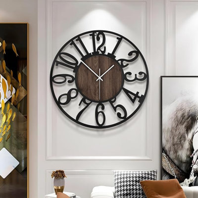 Grande horloge murale pour le décor du salon, horloge murale surdimensionnée rétro moderne à piles de 24 pouces pour la cuisine de la chambre à coucher