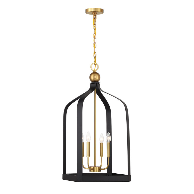 Lustre en cage à oiseaux 4 lumières Kenmore, Noir, H 32 po x l 15 po x P 15 po, Quatre lumières
