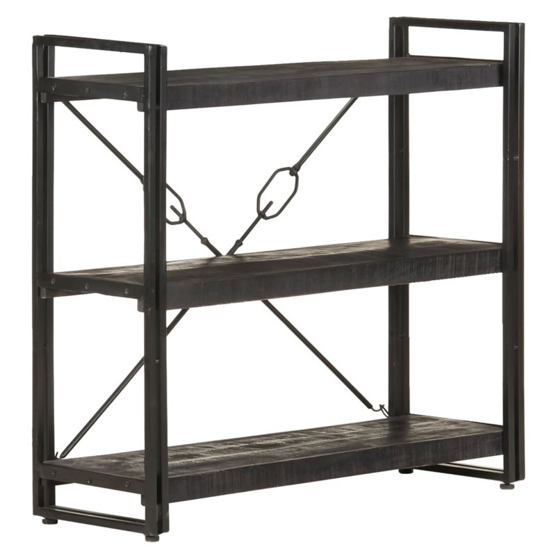 Mayhill 80 cm H Steel Etagere Bookcase, 80cm H x 90cm W x 30cm D, Black