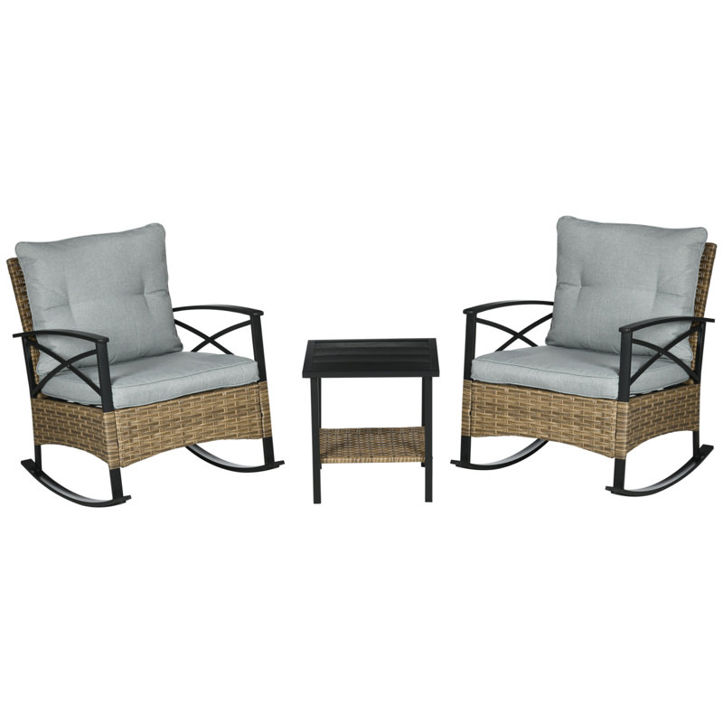 Ensemble de chaise berçante de patio 3 pièces Outsunny