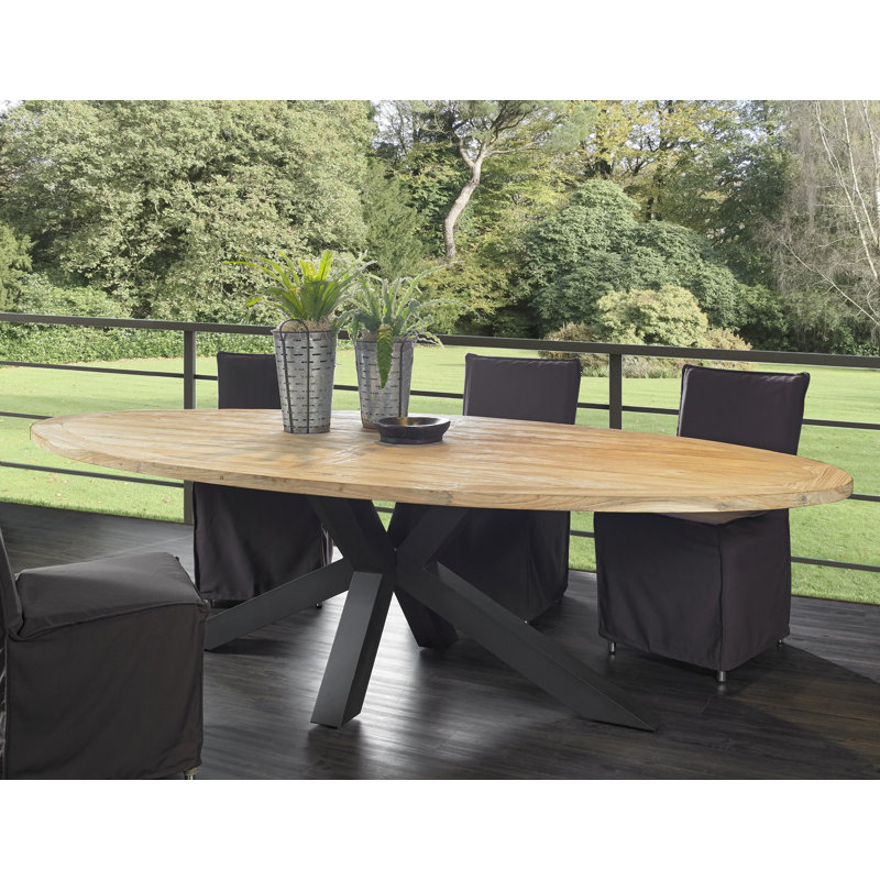 Jaelyn Oval Solid Wood Outdoor Dining Table , 110.75 " W 50.15 " D