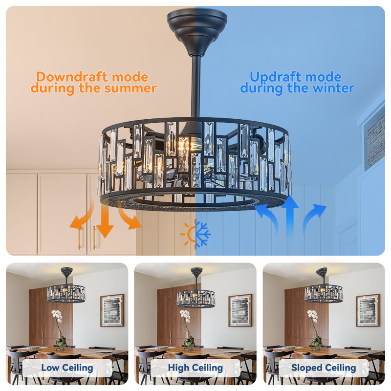 18" 5 - Blade Caged Ceiling Fan With Remote Control