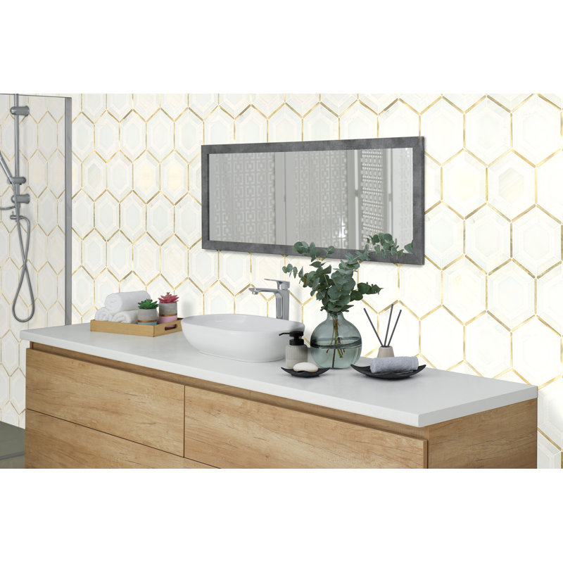 Artemis Hexagon 10 in. x 12 in. Stone Metal Blend Mosaic Wall Tile, Venetian Oro