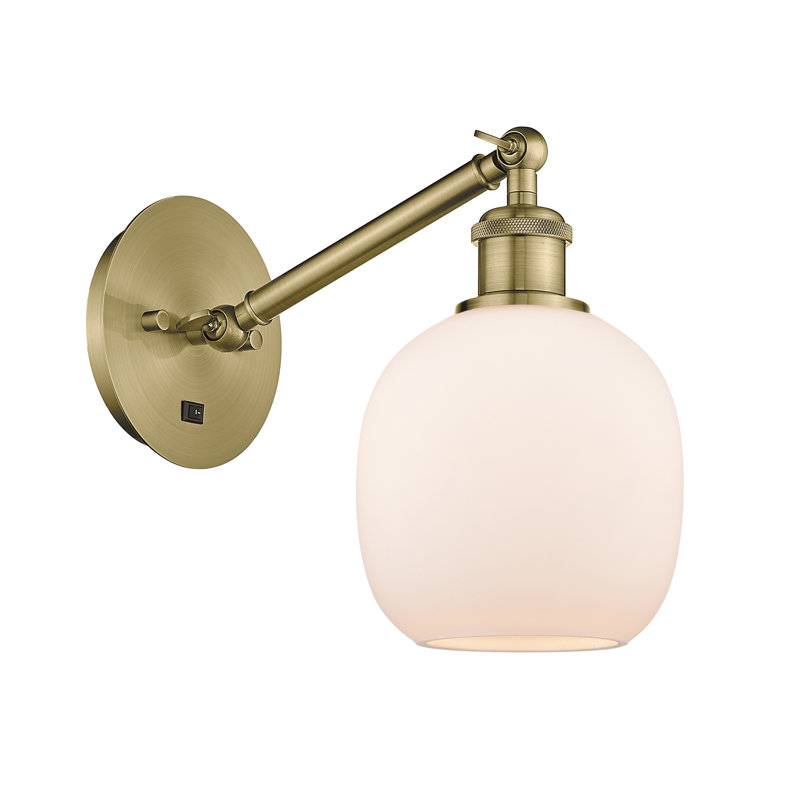 Shauna Armed Sconce, Matte White, Antique Brass, Incandescent