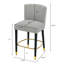 Tabouret de bar moderne en tissu avec repose-pieds circulaire au fini doré, design sophistiqué et luxueux-341880166