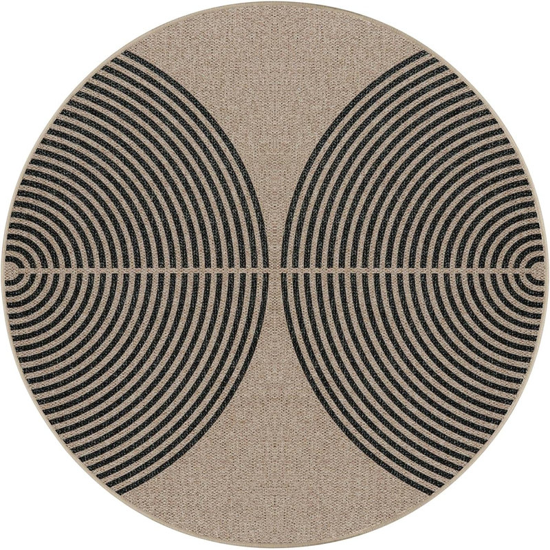 Tapis rond moderne lavable pour l'extérieur