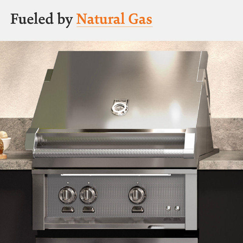 30" Buitl-In Grill, 2 Trellis Burners, Rotisserie, Natural Gas