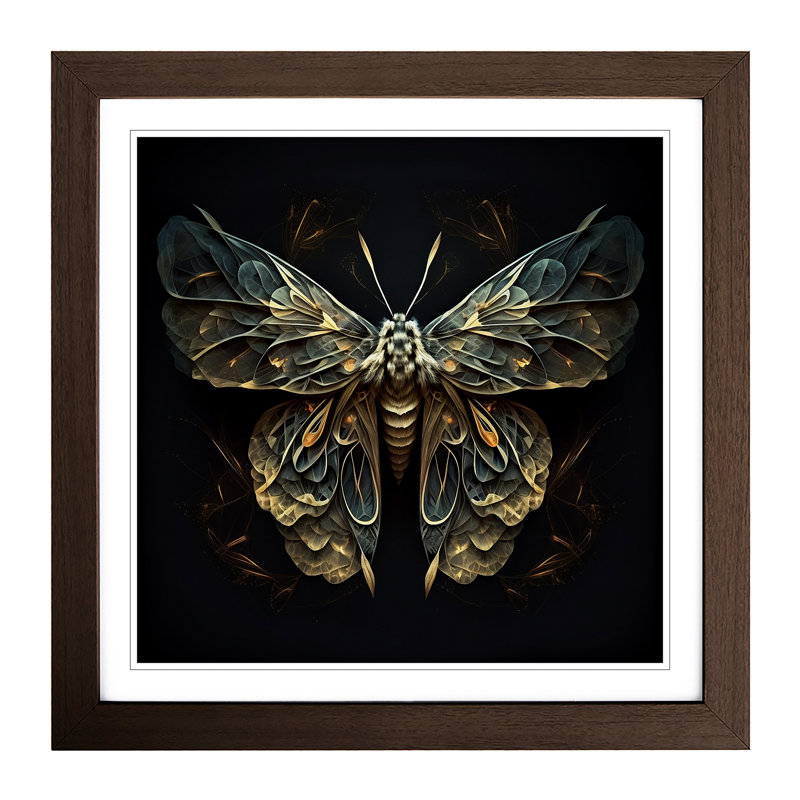 Moth Abstract Art No.1 - Framed Print, Walnut