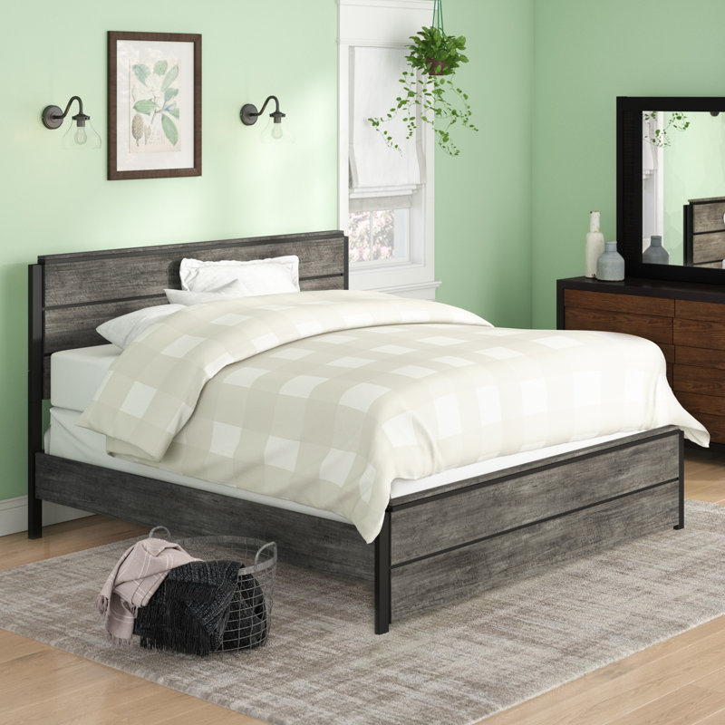 Mandy Weathered Grey Finish Panel Bed, Queen