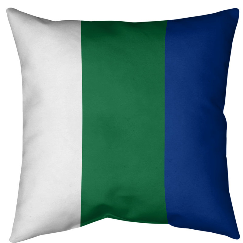 Housse de coussin, Côté blanc / Milieu vert, 20 po x 20 po, Polyester filé