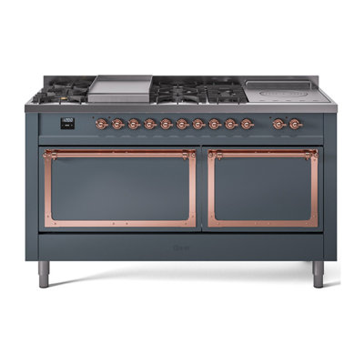 ILVE Nostalgie II Noblesse 60 in Dual Fuel Range 7 Burner, Griddle, Frenchtop
