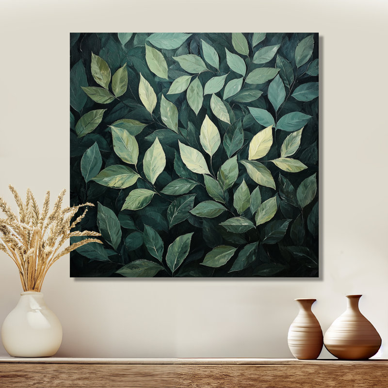 Feuillage olive vert feuillage collage II - feuilles, art mural, H 16 po x l 16 po, Toile tendue, Ne s’applique pas