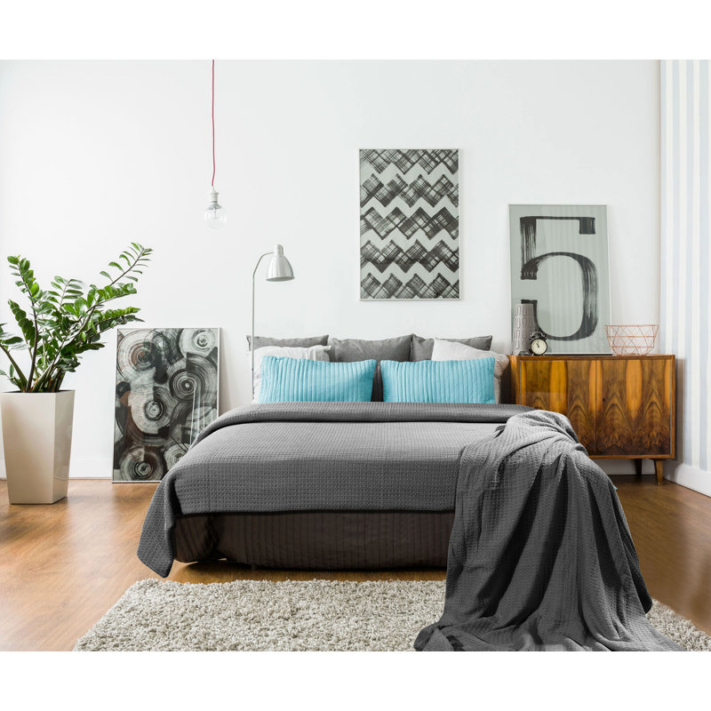 Couverture thermique 100% coton super douce et super douce, Très grand, gris