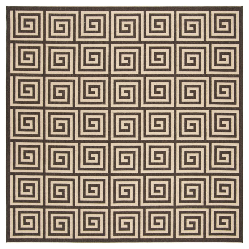 Tapis intérieur / extérieur Gowanus 100 Performance Ikat, Carré 6 pi 7 po