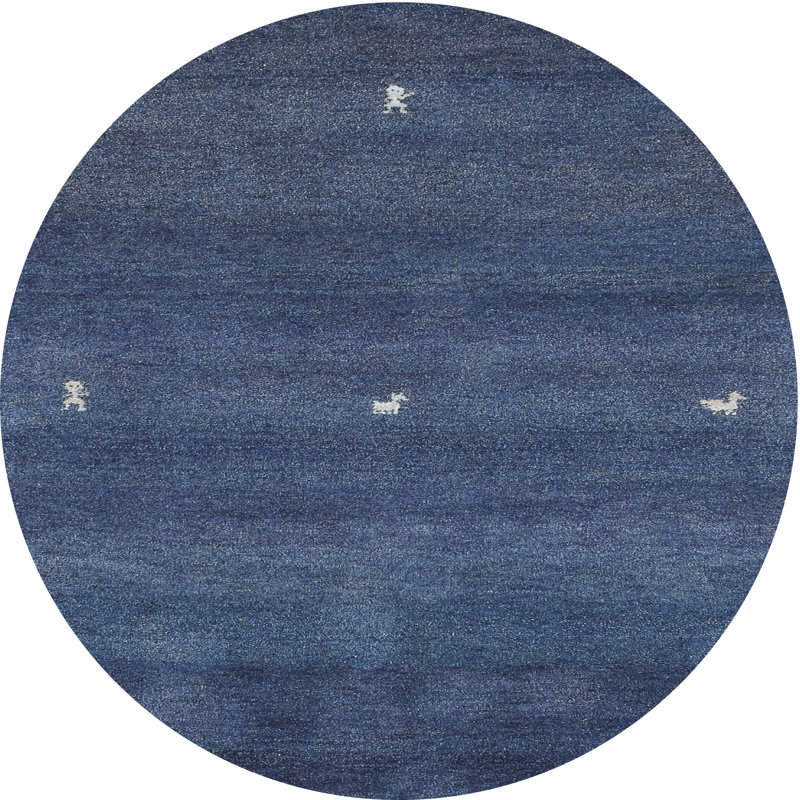 Tapis de zone bleu contemporain, Rond 3 pi