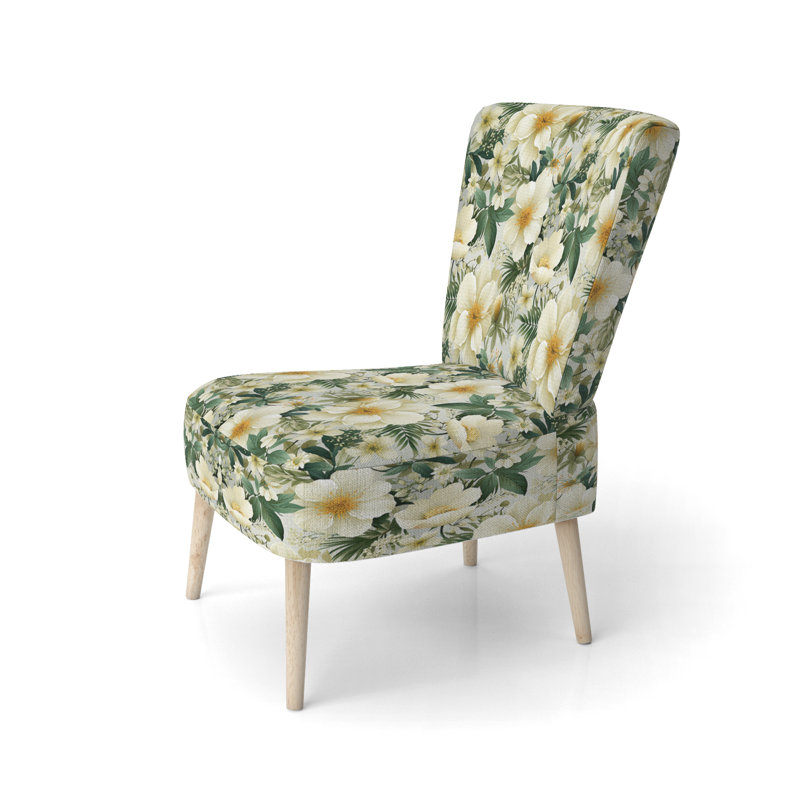 Chaise d'appoint rembourrée Boho Botanical Oasis Palm III