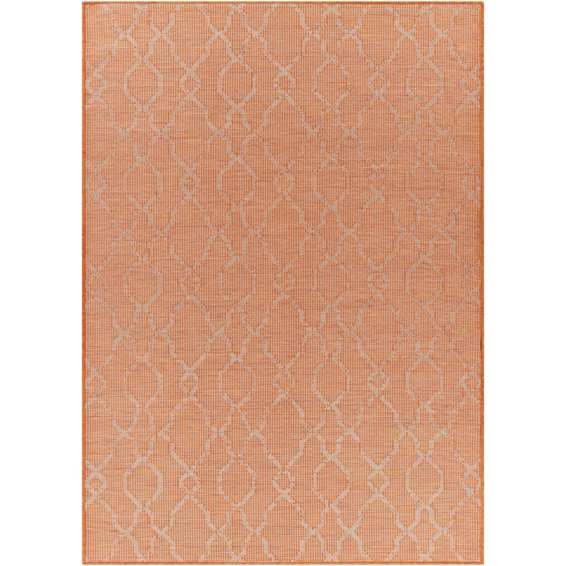 Tapis orange à motif géométrique Brimberry, Rectangle 6 pi 7 po x 9 pi
