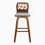 Tabouret de bar à hauteur fixe avec pivot en bois de noyer et tissu bleu sarcelle avec repose-pieds carré en métal noir - ensemble de 2