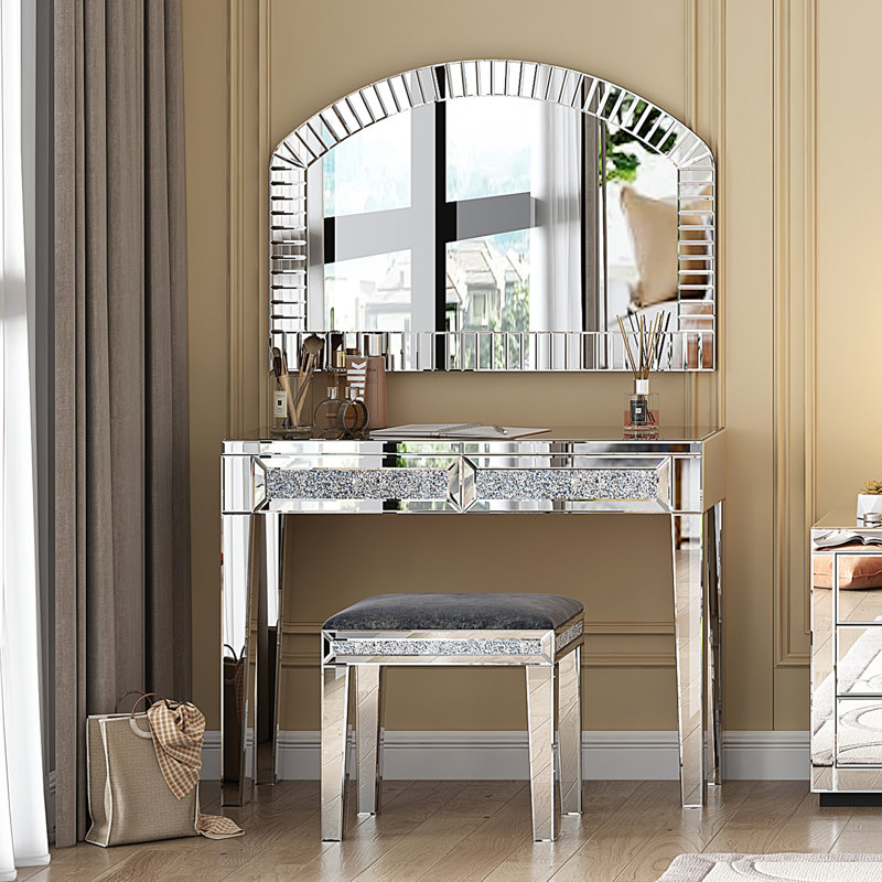 Casmer Mirrored Glass Dressing Table
