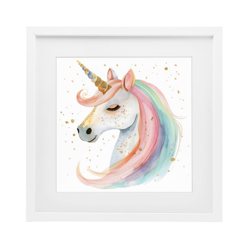 «Gold Speckled Pastel Unicorn», reproduction encadrée sous verre, design by Creative Studio, H 16 po x l 16 po