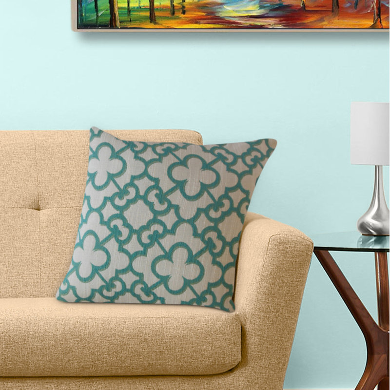 Coussin Dargiana, 18 po x 18 po, Bleu sarcelle, Coussin décoratif