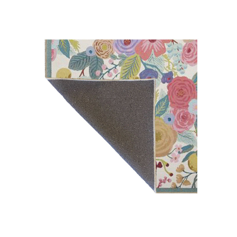 Tapis décoratif floral multicolore crème et lavable à la machine, Sous-tapis rectangulaire 3 pi 11 po x 5 pi 11 po i