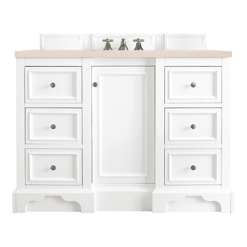 De Soto 48'' W Single Vanity, Bright White, Cala Blue Quartz, 8" Widespread
