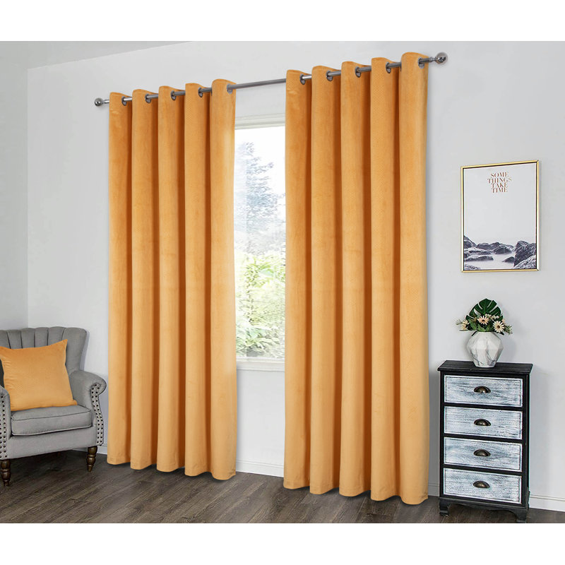 Ahzariah Room Darkening Curtain Pair, 114 x 183cm, Ochre